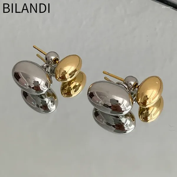Boucles d'oreilles Bilandi bijoux modernes 925 argent aiguille épissage couleur avant or pour fille femmes oreille arrière goutte accessoires