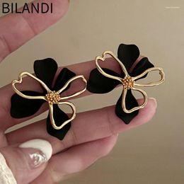 Stud Oorbellen Bilandi Trendy Sieraden 925 Zilveren Naald Geometrische Splicing Kleur Bloem Voor Vrouwen Vrouwelijke Gift Ooraccessoires