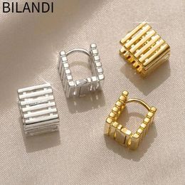 Pendientes Bilandi, joyería de moda, delicado, metálico, plateado, Color dorado, hebilla cuadrada para niña, regalo femenino, accesorios para las orejas