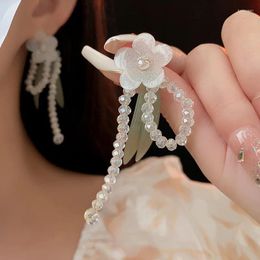 Boucles d'oreilles à tige avec pompon en cristal bicolore pour femme