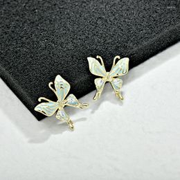 Stud Oorbellen BiLincolor Koreaans Koper Vlinder Zirkoon Hoge Kwaliteit Voor Bruiloft Of Feest
