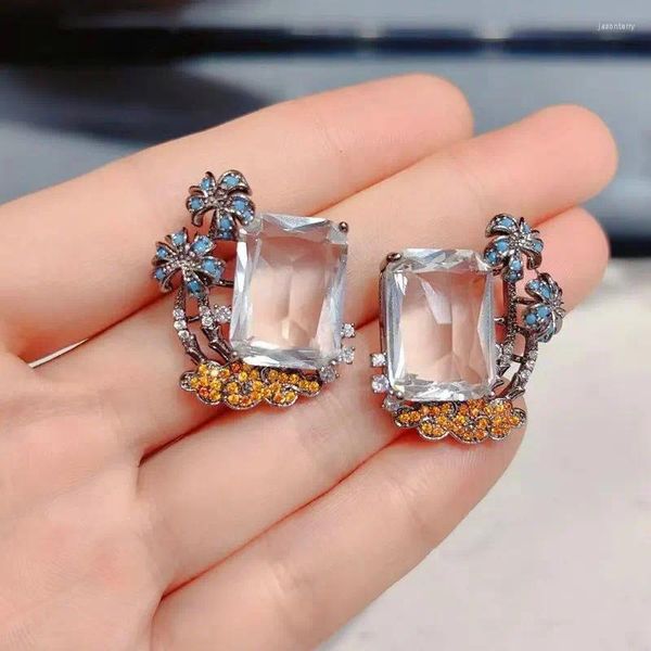 Pendientes Bilincolor Vintage palma de coco claro Zirconia cúbica pendiente cuadrado para mujer regalo de boda