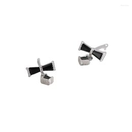 Stud -oorbellen zwart awn verjaardag cadeau romantisch 925 sterling zilveren sieraden verloving boog voor vrouwen vrouwelijke oorring t235