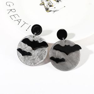 Stud -oorbellen Black Bat Acryl Drop Brincos Big Round Animal Dange For Women Girls Halloween Gift Fashion Sieraden