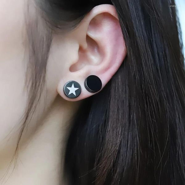 Pendientes de tuerca con imán de acero inoxidable para hombre y mujer, aretes redondos Punk negros, joyería gótica de Hip Hop