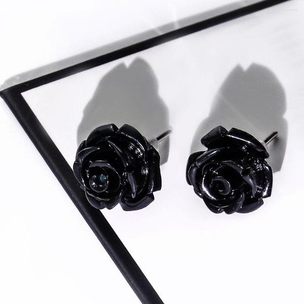 Boucles d'oreilles à clous Rose noire pour femmes Party Club Bijoux Accessoires Fleur De Mode Oreille Décoration Goujons