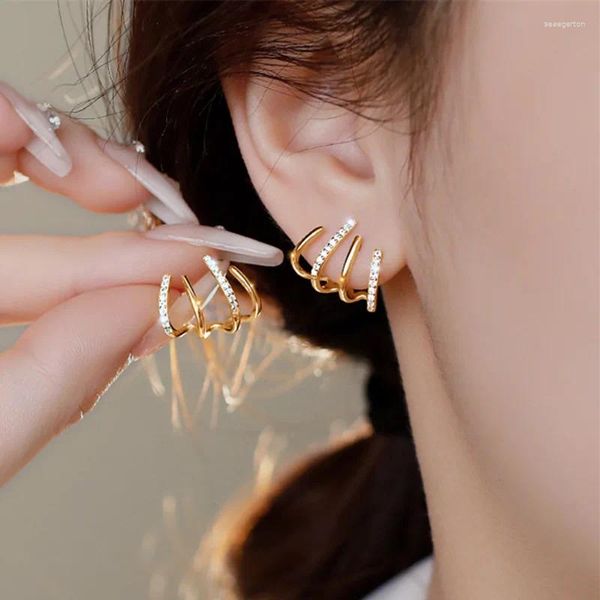 Boucles d'oreilles BLIJERY coréen couleur or quatre griffes Bling cristal doux femmes filles fête d'anniversaire spectacle bijoux cadeau