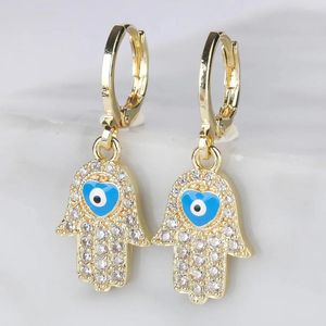 Boucles d'oreilles étalon bleu noir rouge émail gol couleur hamsa main micro pavé cubic zirconia femmes drop bijoux cadeau bijoux femme