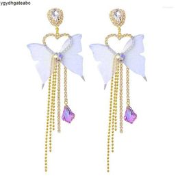 Stud-oorbellen Blue Butterfly Tassel Long Love Dames Licht Luxe Temperament Fashion All-Match sieraden Gift Trend NR47