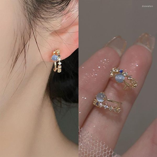 Boucles d'oreilles à tige opale bleue pour femmes lumière coréenne luxe Zircon perle mode cristal Imitation douce boucle d'oreille fille bijoux