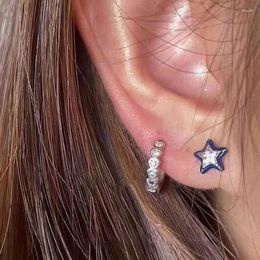 Stud -oorbellen Blue Pentagram Ear Minimalistische Star Fashion Sieraden ingelegd Zirkon Cool Piercing Verjaardagscadeau