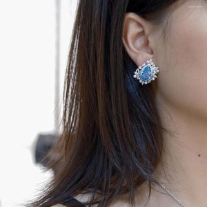 Boucles d'Oreilles Clolor Clolor Aigue-Marine Bleue en Forme de Larme