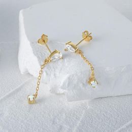 Stud -oorbellen Boako -ketting Tassel Opal Piercing voor vrouwen S925 Sterling Silver White Crystal Dange sieraden Gift Jubileum