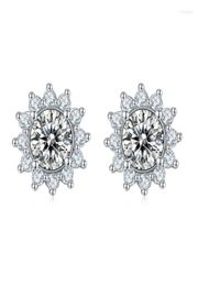 Stud Oorbellen BOEYCJR 925 Zilveren Zonnebloem F Kleur 05ct Moissanite VVS Fijne Sieraden Diamanten Oorbel Voor Vrouwen9692685