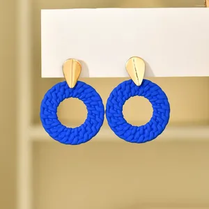 Boucles d'oreilles Stud Bohemia Blue Simulation Roard Teave Spray Peinture Acrylique pour femmes Fashion Round Drop Gift