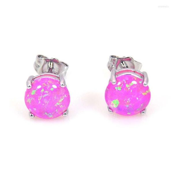 Boucles D'oreilles Clous Bohême Opale De Feu Pour Femme Dames Rose Rond Ruban Rempli Double Face EF171106003