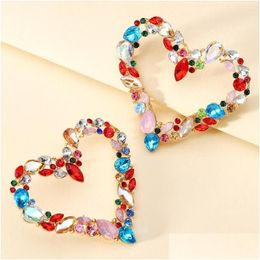 Oorknopjes Bohemian Overdreven Groot Voor Vrouwen Luxe Design Vintage Vrouwelijke Romantische Liefde Hart Fl Crystal Charm Sieraden Dhgarden Dhzsi