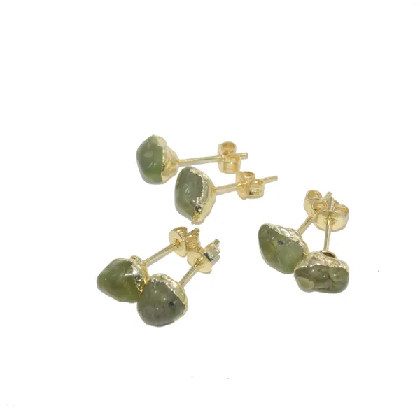 Boucles d'oreilles bohème, bijoux en pierre d'olivine naturelle verte plaquée or, cristal de Quartz Vintage, cadeau pour femmes, 2023