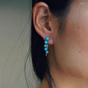 Stud -oorbellen Boheemian Natural Blue Beads Stone Summer Beach Women Sieraden Single Row Earring Set