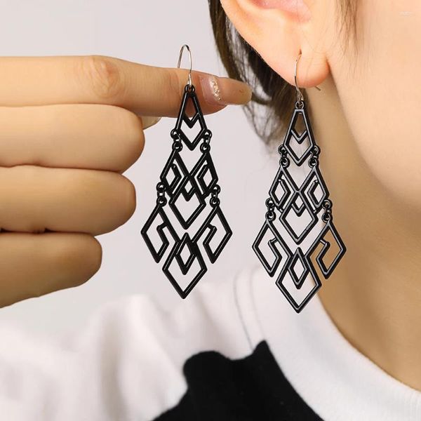 Pendientes de tuerca bohemios Vintage para mujer, aretes colgantes con huecos grandes, moda única, aleación de 2 colores, regalos de joyería para amigos 2024