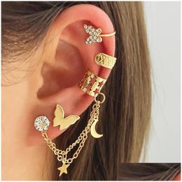 Boucles d'oreilles étalon bohème vintage bijoux géométrique cristal rond pour les femmes de livraison de gouttes de clip d'oreille simple othtt