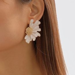 Boucles d'oreilles Boho colorées à grande fleur pour femmes, mode coréenne irrégulière de styliste, bijoux tendance, cadeau pour filles, 2024