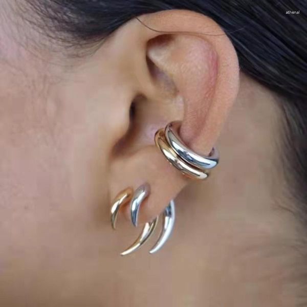 Boucles d'oreilles Boho corne, couleur or argent, lune Punk pour femmes, accessoire de bijoux de fête, loup Unique