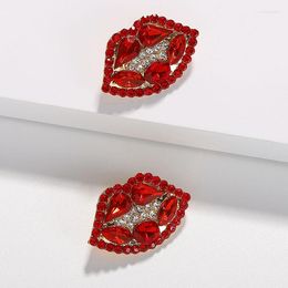 Stud -oorbellen boho luxueus voor vrouwen diamant inleg glanzende volledige boor sieraden sexy lippen overdrijving zomer originaliteit ornamenten