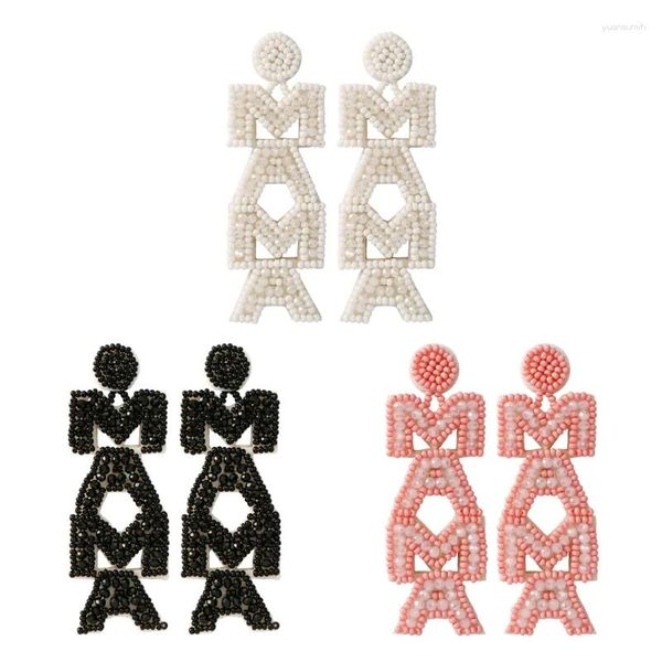 Boucles d'oreilles Boho simples en perles de graines faites à la main, bijoux de fête, cadeau pour maman, fête des mères, 634D