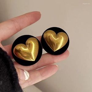 Stud -oorbellen boho vintage ronde goud kleur hartverklaring groot zwart voor vrouwen etnische sieraden elegante feestgeschenken