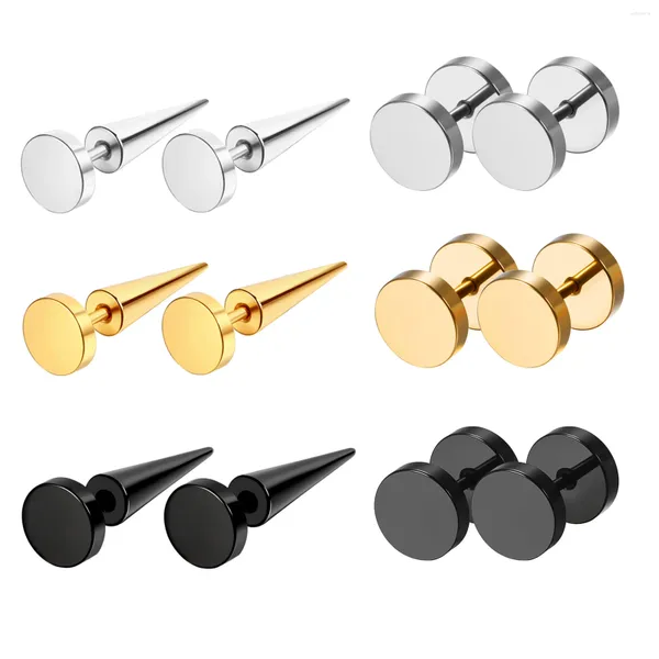 BONISKISS – boucles d'oreilles à tige, 6 paires de Punk minimaliste, anneau de perçage pointu, cône en acier inoxydable, Hip Hop, neutre en matière de genre