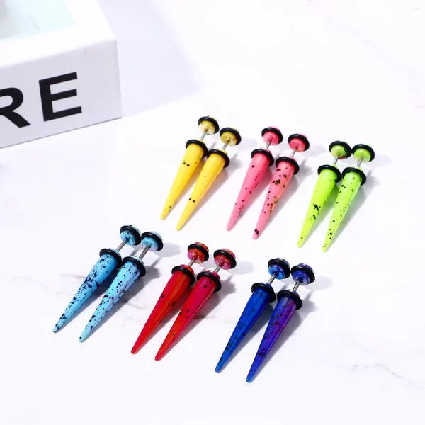 Boucles d'oreilles goujons boniskiss 6 paires ensemble UV acrylique fausse civière oreille couleurs mixtes effilant long expanseur de tricheur exposant