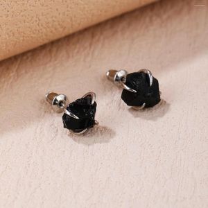 Boucles d'Oreilles BOROSA 5Pcs Noir Agate Femme Goujons Pierre de Naissance Pour Non Façonné GH011