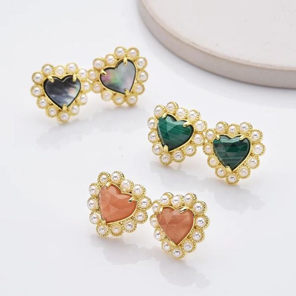 Pendientes BOROSA delicados pendientes de perlas barrocas de piedra de corazón Natural dorados a la moda para mujer joyería de aniversario de boda