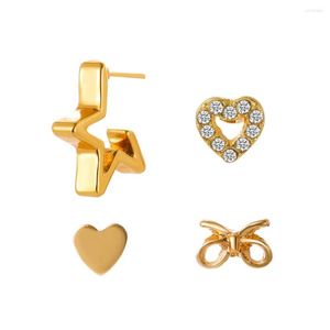 Stud-oorbellen boetiek Koreaanse legering Love Bow Star Fashion Women Hip Hop Style 4-Piece sieraden Groothandel