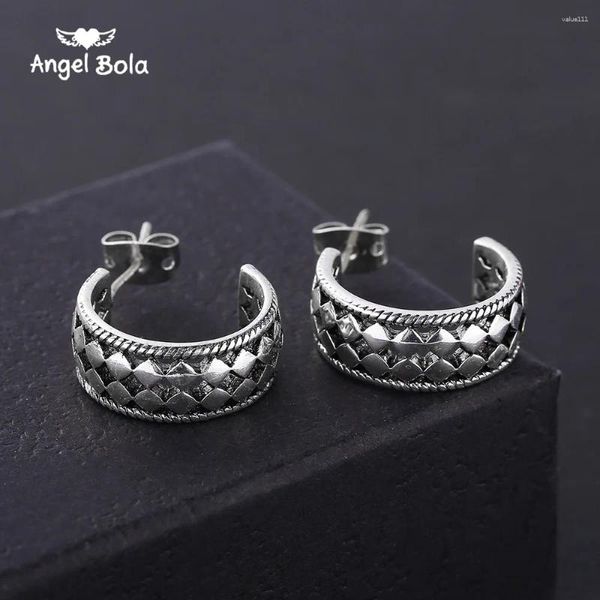 Pendientes de sementales Boutique Patrón de celosía Antiguo Color de plata Buda