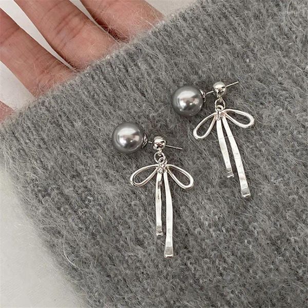 Boucles d'oreilles avec nœud papillon, pendentif en perles, Style européen et américain, mode personnalisée, accessoires de voyage pour dames et filles