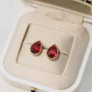 Boucles d'oreilles Brand Pure 925 Couleur en or sterling gold mini-goutte à eau complète diamant blanc rouge fin bijoux
