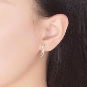 Stud Earrings Brand Women 925 Pure Silver Wave modieuze dame accessoires Shiny Zirkon verjaardagsfeestje cadeautjes