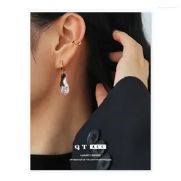 Boucles d'oreilles en laiton plaqué or véritable 18 carats, goutte d'huile à la main, tendance, incrusté de Zircon, couleur assortie, pour femmes