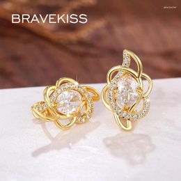 Boucles d'oreilles Bravekiss Flower Pearl Cubic Zirconia Boucle d'oreille pour les femmes bijoux Blossom Boucle d'Oreille Femme cadeaux Wholesa