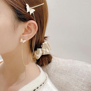 Stud -oorbellen vlinder haarspeld haarspeld oorlijn ketting haarclip mode sieraden gouden schattig trouwen accessorie voor vrouwen meisje cadeau