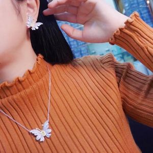 Stud -oorbellen vlinder ketting Joodly stelt 925 zilveren topkwaliteit fijne sieraden voor vrouwen geschenk met zirkoon