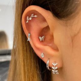 Stud -oorbellen vlinder piercing oorbel voor vrouwen septum kraakbeen oor hoepel roestvrijstalen zirkoon lob tragus plat 1 pcc