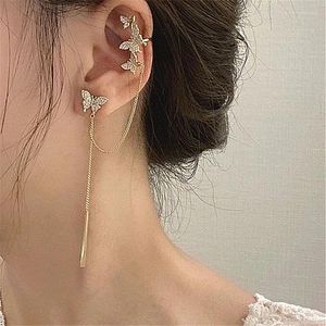 Boucles d'oreilles papillon gland goutte femmes Simple strass 925 argent aiguille longue bijoux