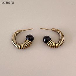 Stud -oorbellen C vorm Spiral metalen zwarte post voor vrouwen vintage designer stijl trendy elegante vakantie -accessoires schattig cadeau c1564