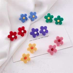Boucles d'oreilles couleur bonbon fleur pour femmes, bijoux perles, cadeau pour fille, mode coréenne Brincos