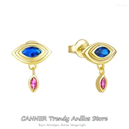 Boucles d'oreilles Stud Canenr 925 STERLING Silver Simple Blue Zircon Demon Eye for Women Bohemian Unique Charm Devil Jewelry Pendientes