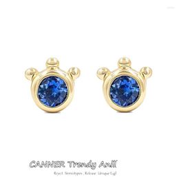 Stud Earrings Canner 925 Sterling Sier Blue Z Crown Women Classic Shining Cz Small voor mini -oren studs Fine Jewelry Drop Deli Dhgarden Dhhyf