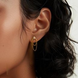 Stud Earrings Canner 925 Sterling Silver voor vrouwen Simple Fringe 18K Gold Zirkon Classic Fashion Jewelry Party Gifts